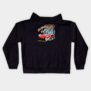 56 Chevy Classic Hot rod American vintage Muscle Route 66 Kids Hoodie